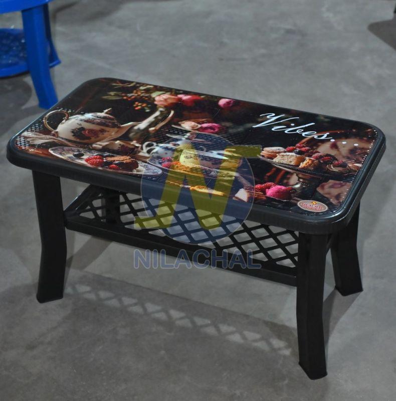 Printed Rectangular Plastic Center Table