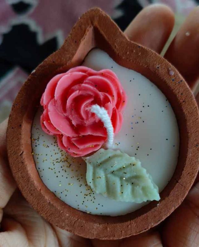 Flower Diya Scented Candle