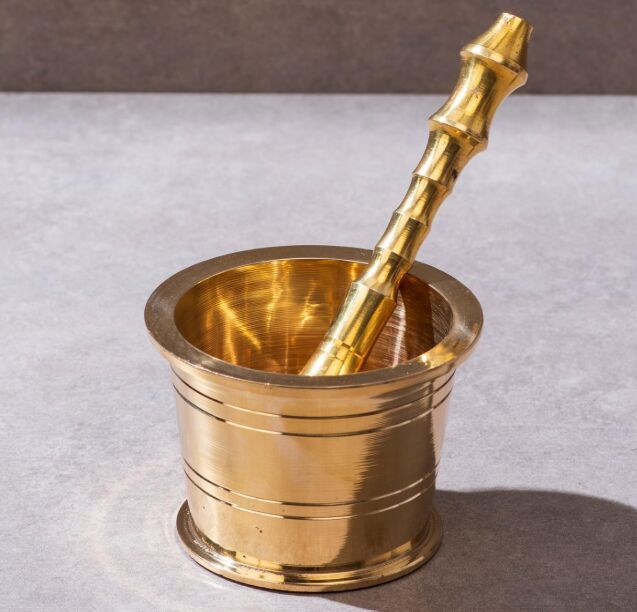 Traditional Pure Brass Mortar and Pestle