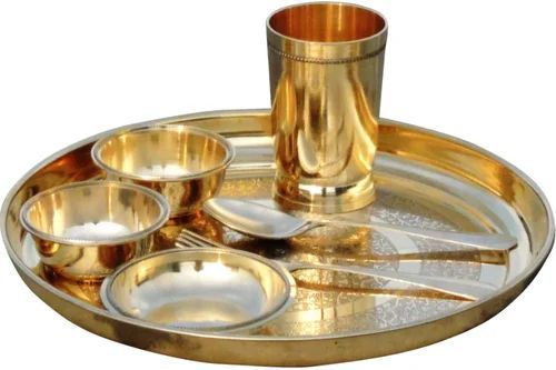 7 Piece Pure Brass Dinner Thali Set