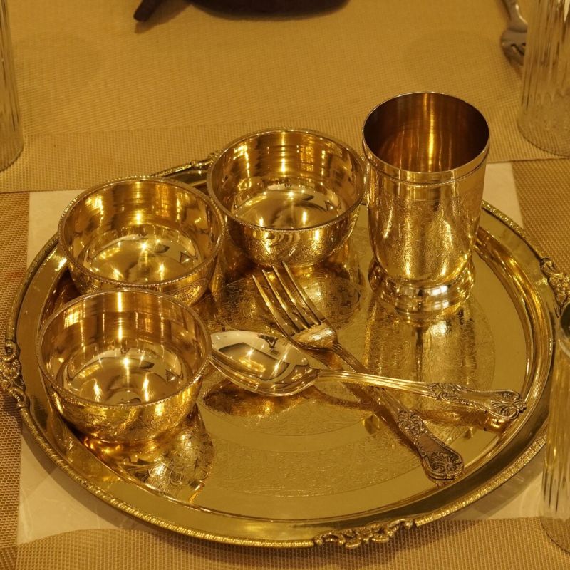 8 Piece Pure Brass Dinner Set