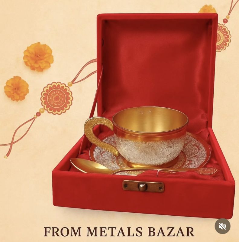 Golden Silver Plated Cup Saucer Set