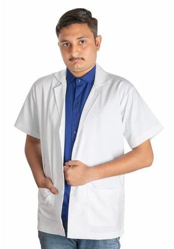 Cotton Plain Regular Fit Lab Coat, Color : White, Gender : Male