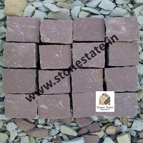 Sandstone Non Polished Plain Brown Cobbles, Shape : Sqaure For Floor