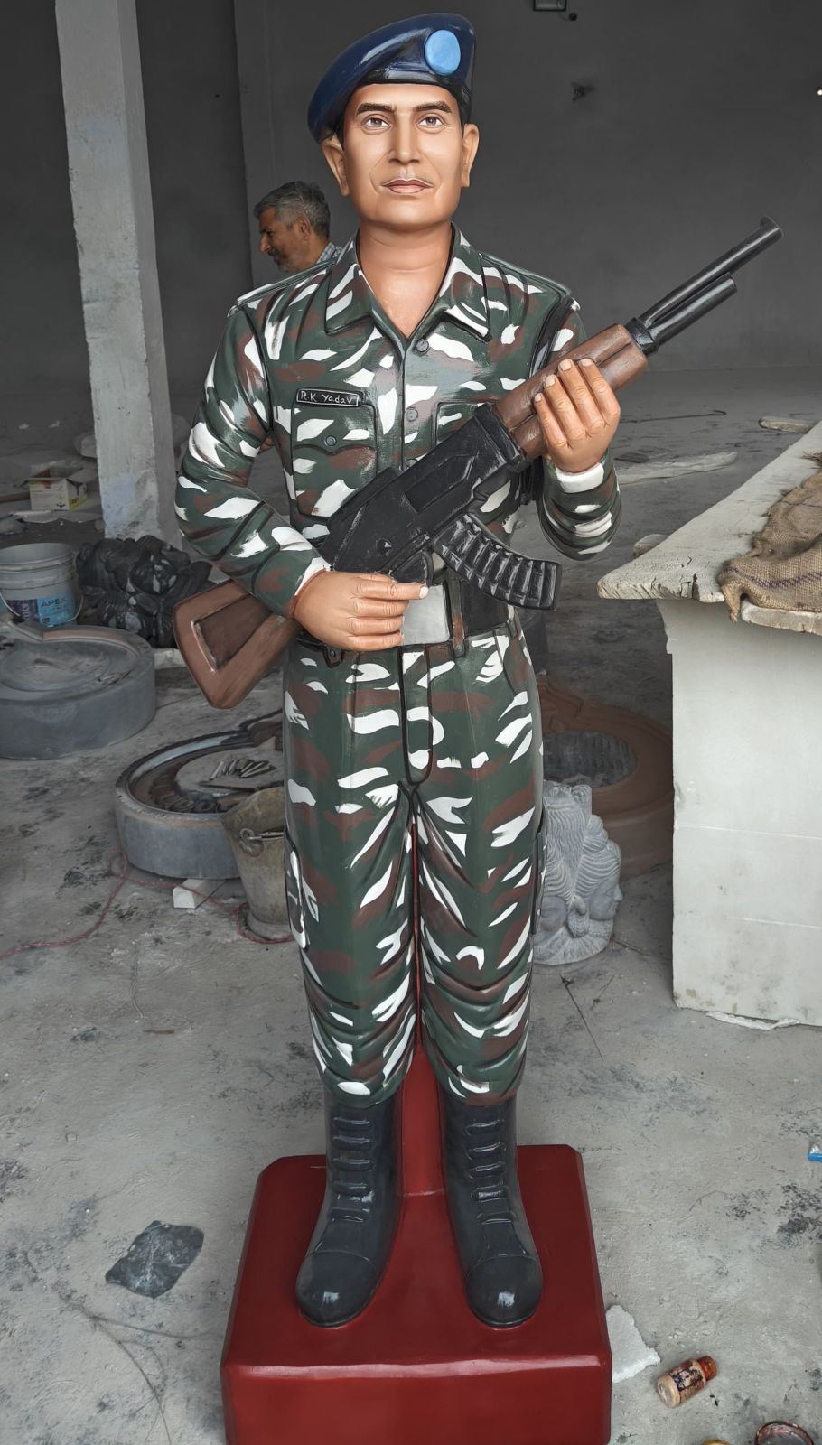 Marble Army Officer Statue