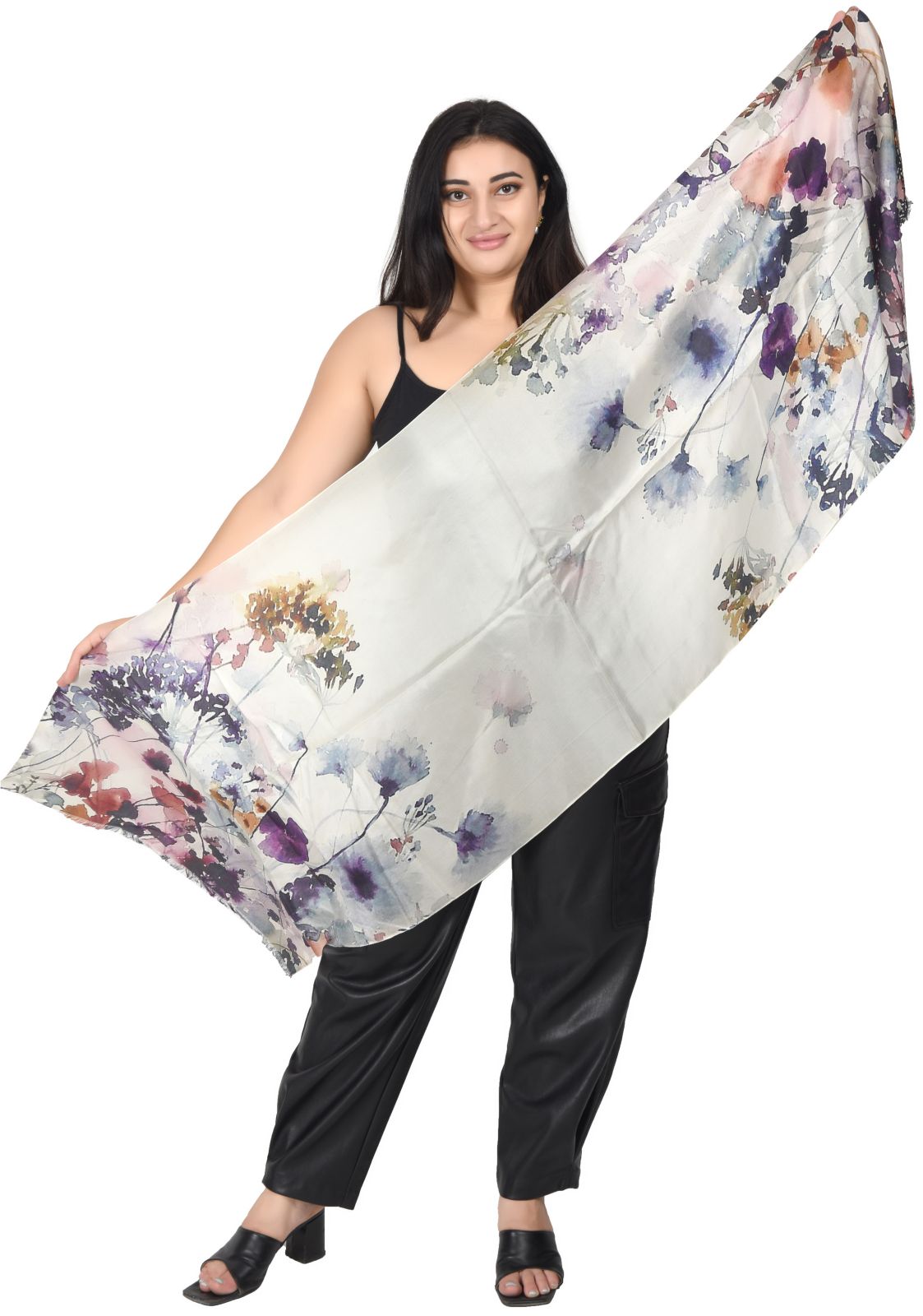 Wool Silk Digital Printed Lightweight Scarves