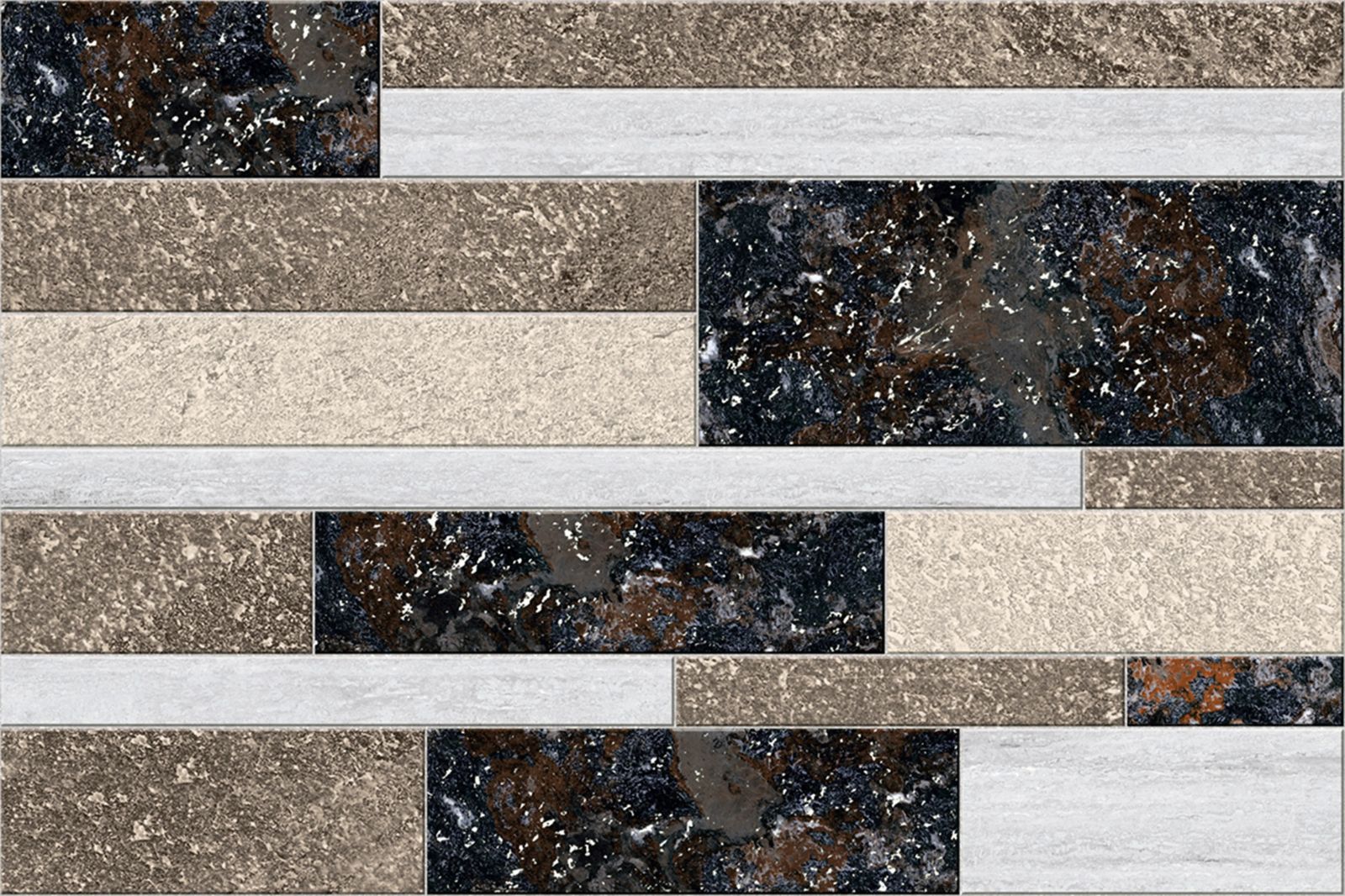 200x300mm Brown Interlocking Block Arrangement Ceramic Wall Tile