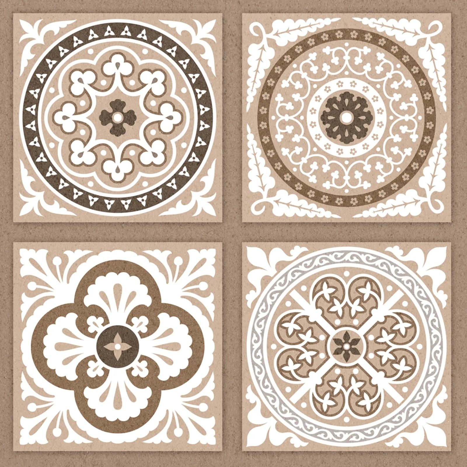 300x300mm Beige Floral Geometric Ceramic Tile