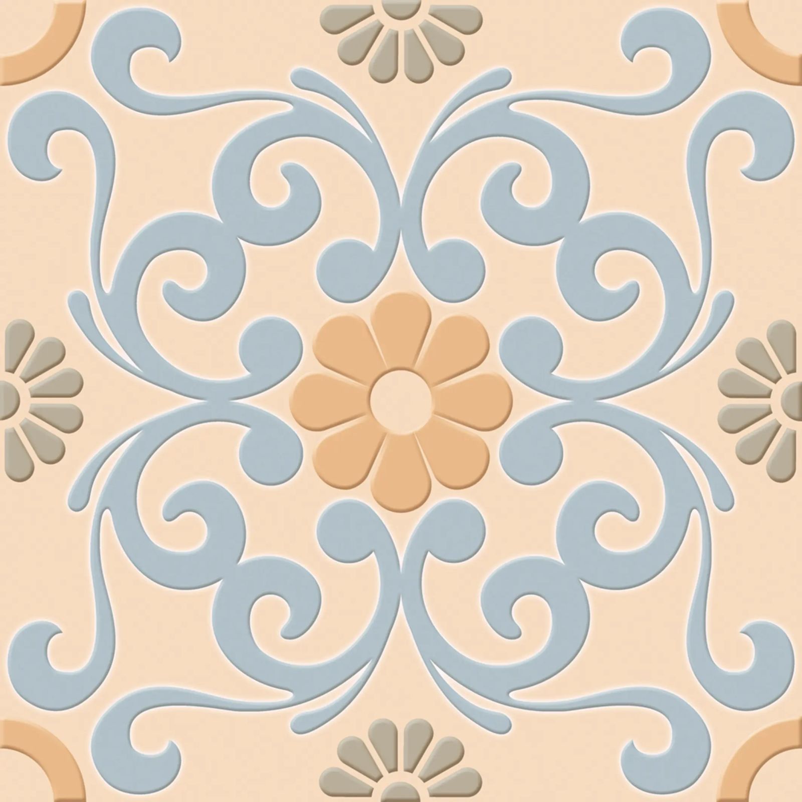 300x300mm Beige Floral Scrollwork Ceramic Tile