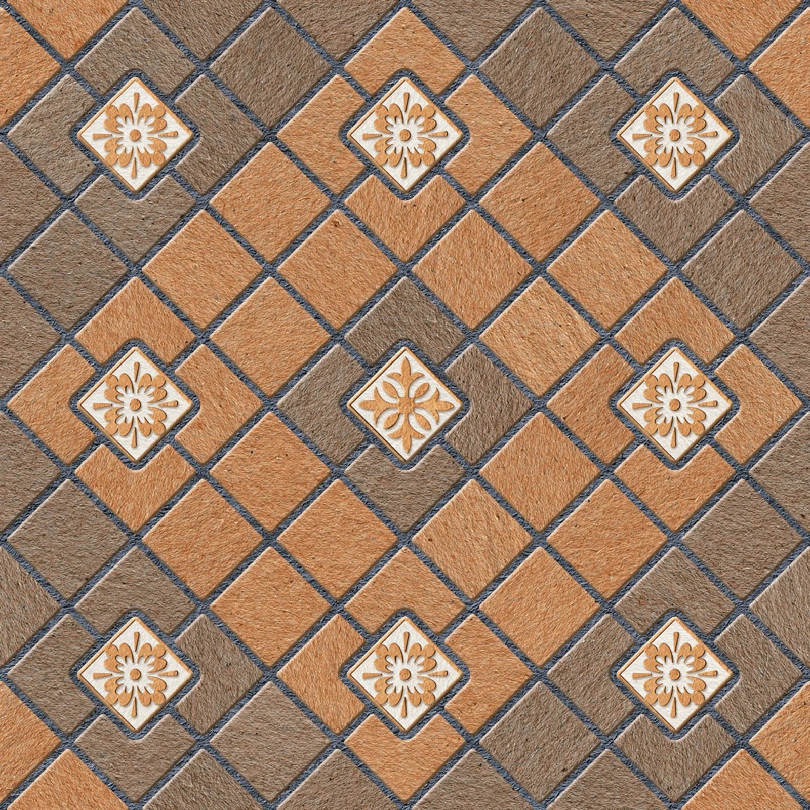 300x300mm Brown Floral Geometric Ceramic Tile