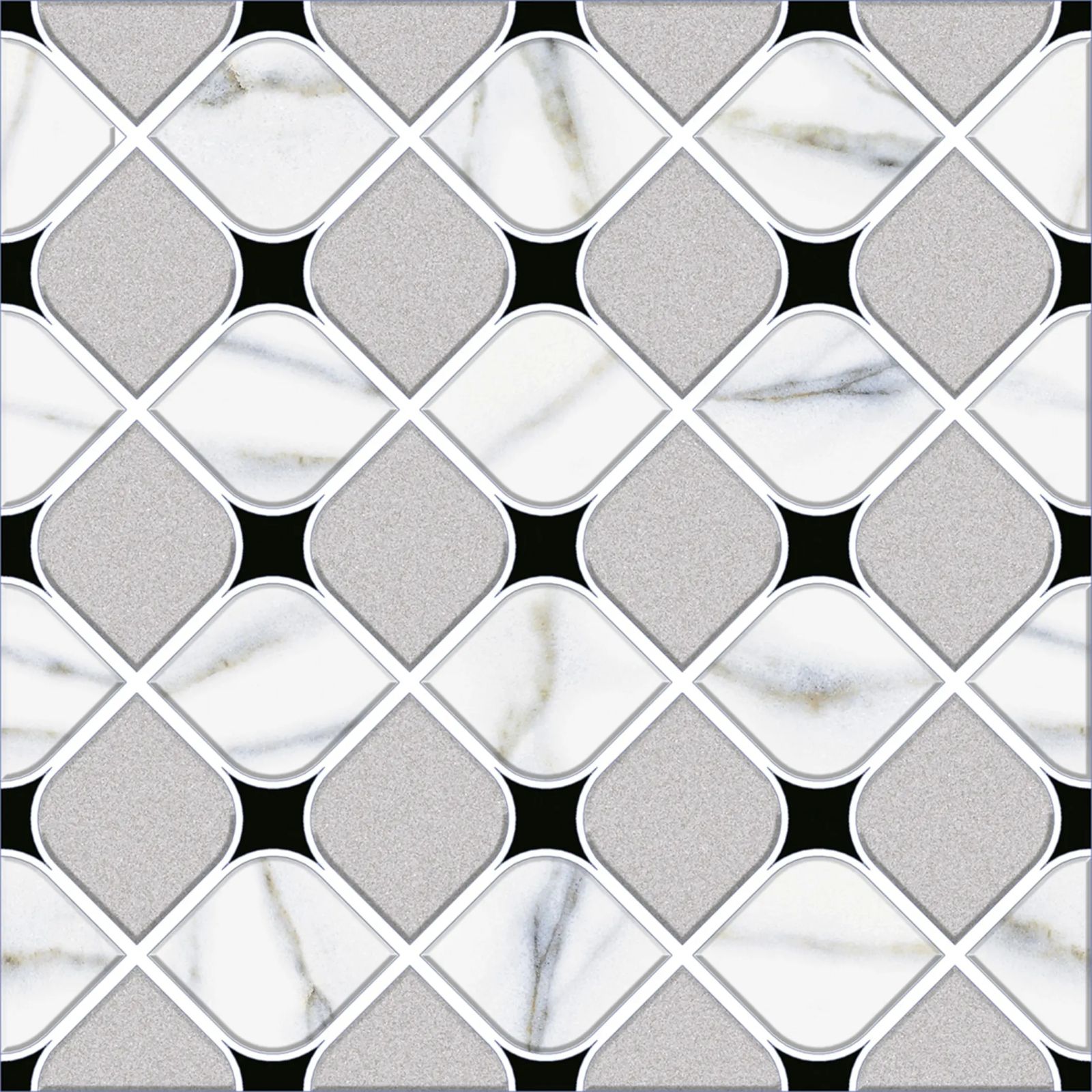 300x300mm Grey Geometric Interlock Ceramic Tile