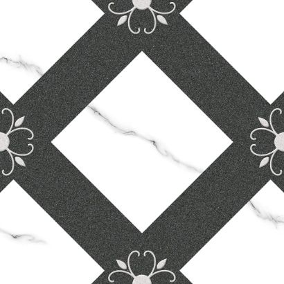 333x333mm White & Black Bold Abstract Ceramic Tile