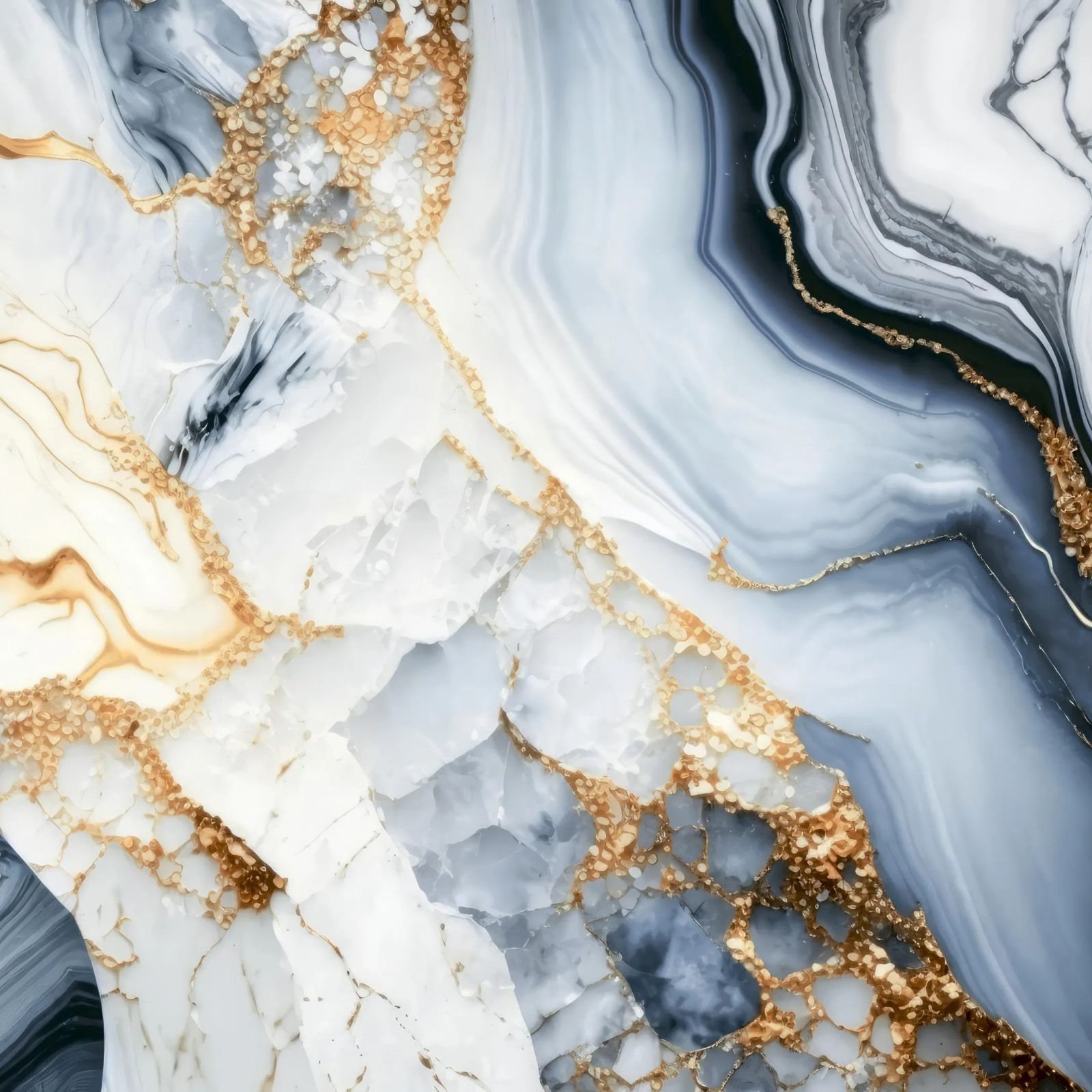 400×400mm Shattered Geode Golden Vein Ceramic Tile