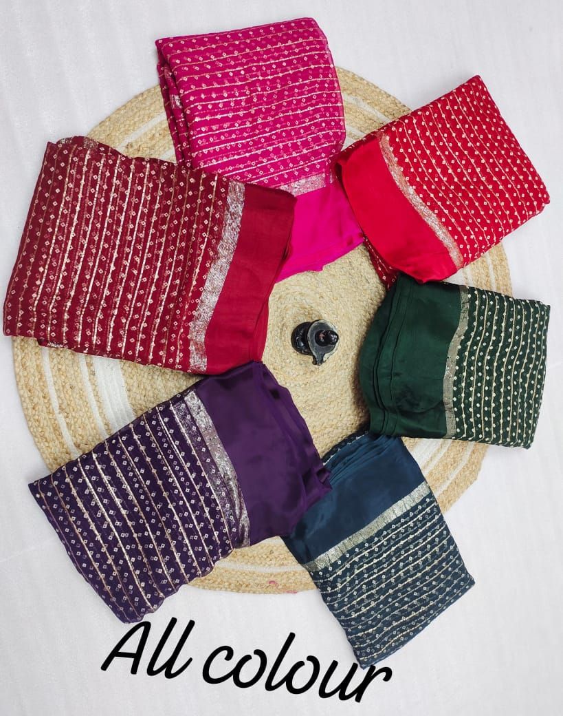 Multicolor Pure Georgette Bandhej Printed Saree