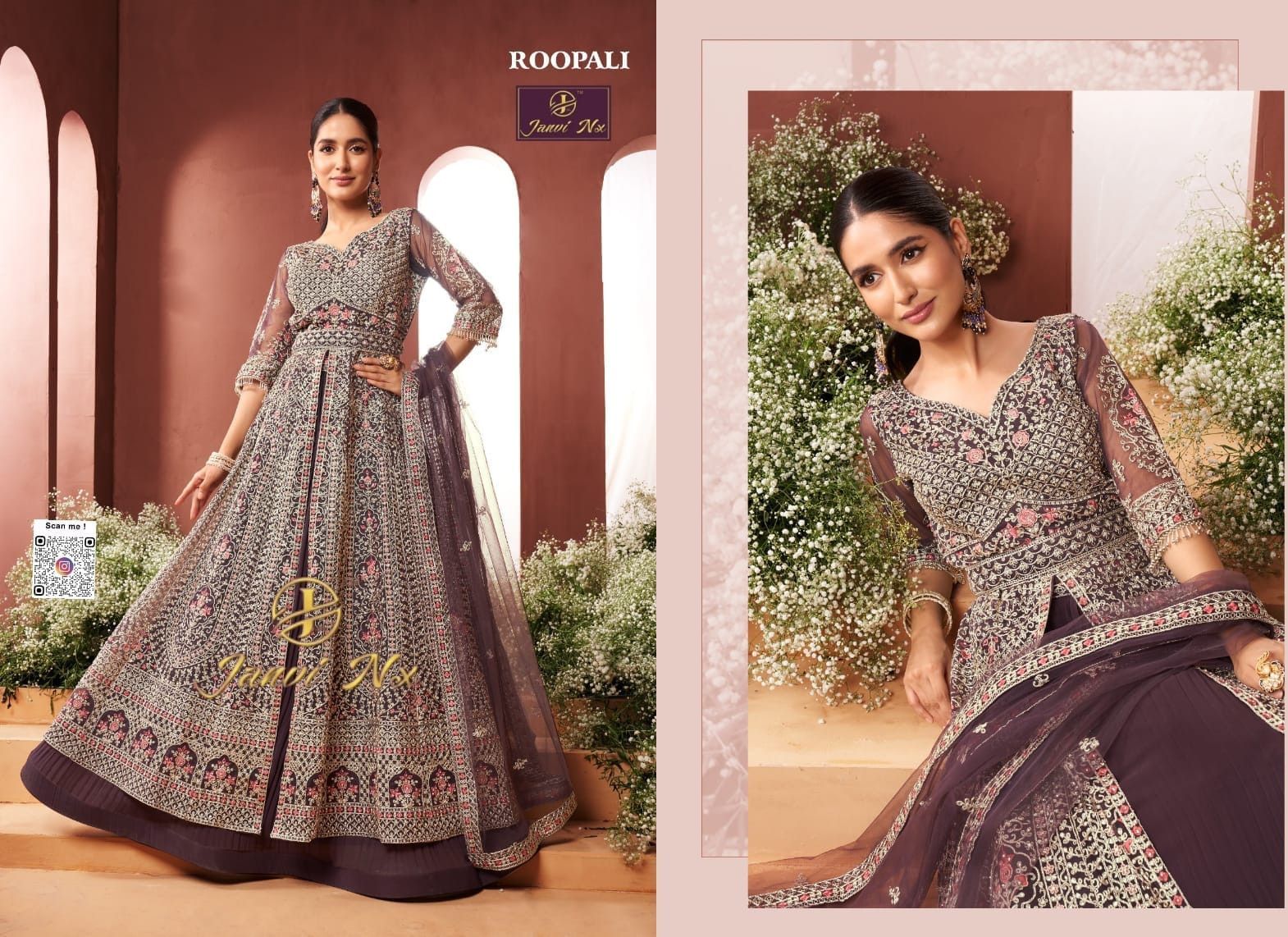 Traditional Velvet Net Embroidered Festive Lehenga