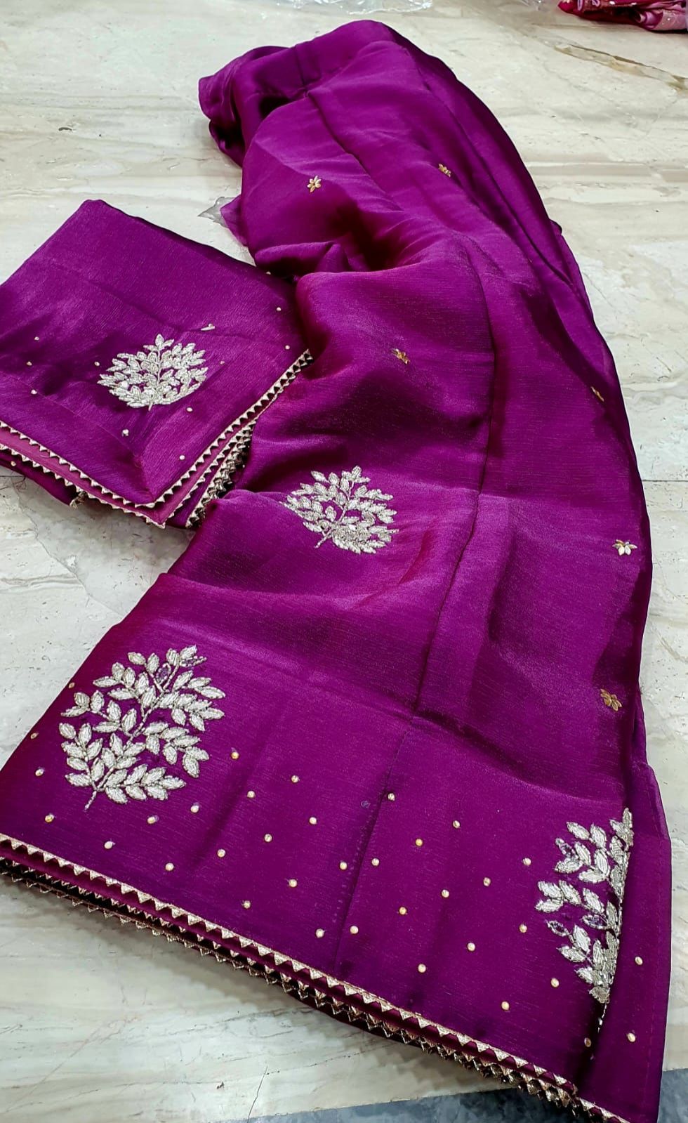 Voilet Floral Embroidered Semi Stitched Lehenga Choli