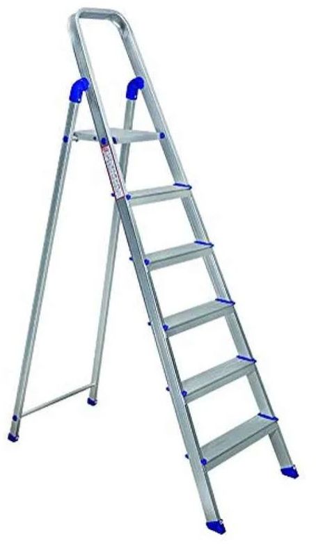 6 Step Powder Coated Silver Aluminum Ladder