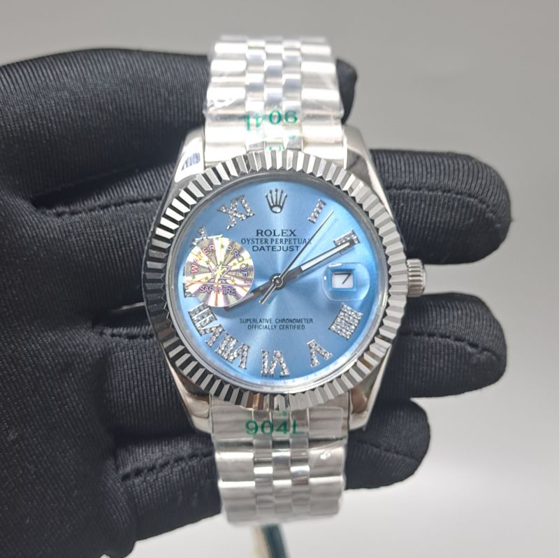 Rolex Datejust Diamond Roman Figure Steel Blue Dial Semi Eta Swiss Automatic Watch