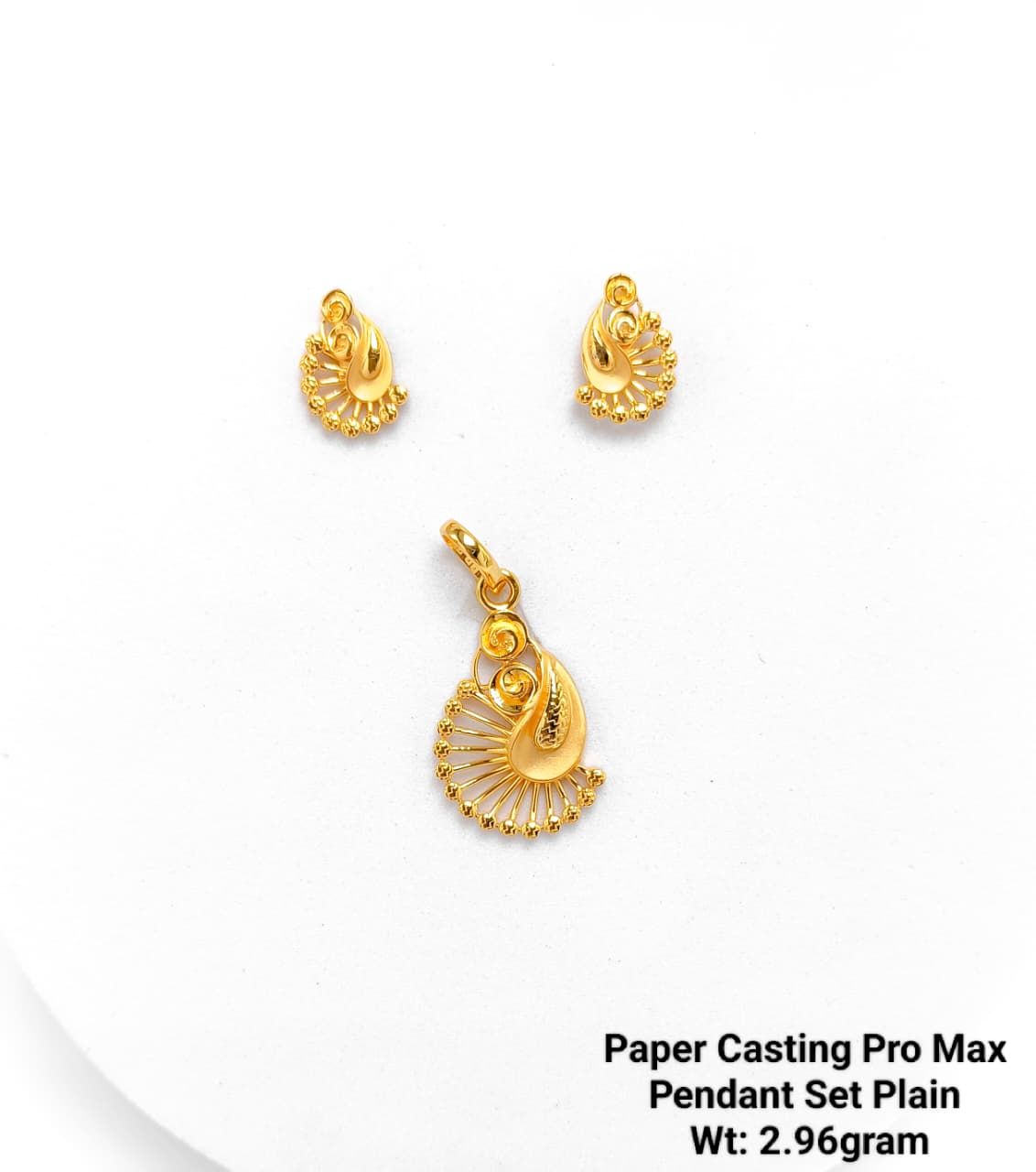22KT New Design Gold Paper Casting PRO Max Pendant Set Plain
