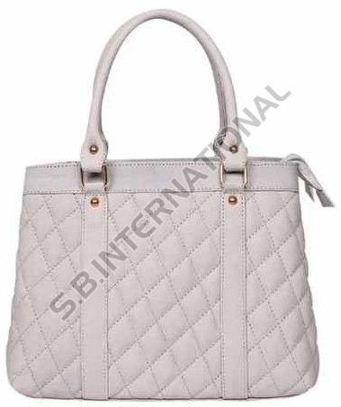 Beige Quilted Genuine Leather Bag