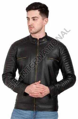 Black Zip Closure Leather Jacket