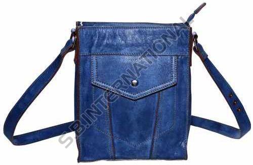 Blue Crossbody Pure Leather Bag