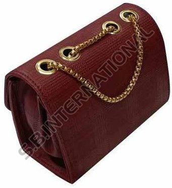 Burgundy Chain Handle Leather Purse