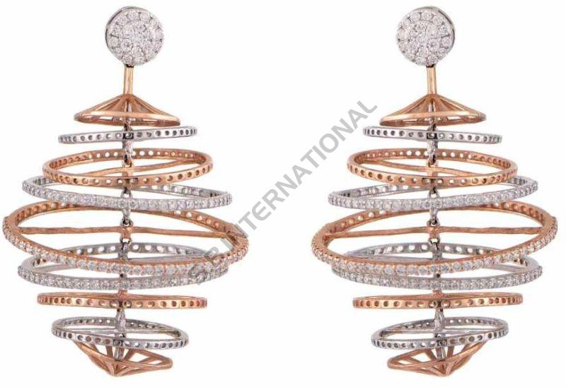 Gold Diamond Solitaire Pendant Earrings