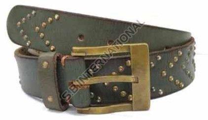 Olive Green Casual Wear Leather Belt