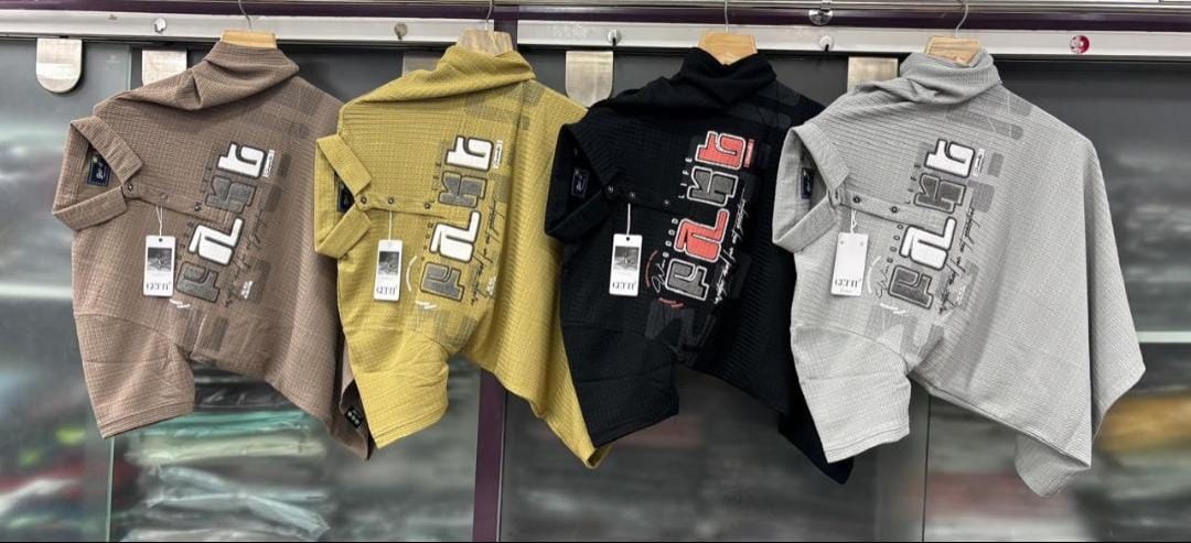 Men Collar Printed Cotton T Shirts