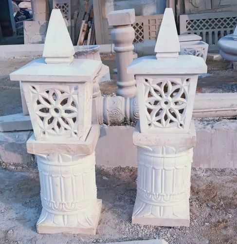 Floral Lattice Fluted Marble Lamp