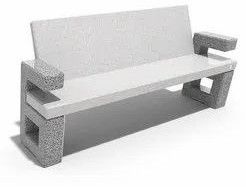 Geometric Cutout Backrest Concrete Bench
