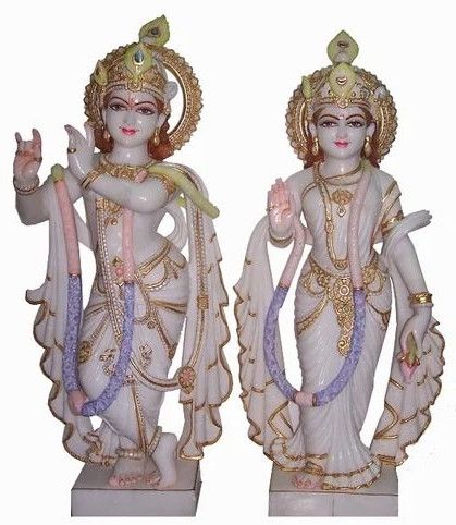Krishna Radha Pastel Marble Statue