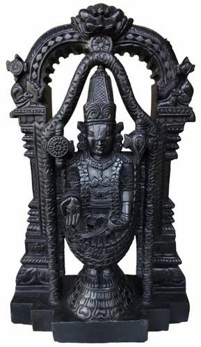 Lord Venkateswara Black Stone Sculpture