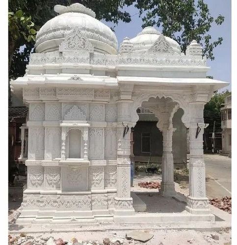Ornamental Grade White Marble Outdoor Temple for Gardens, Courtyards