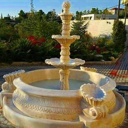 Ornate Shell Base Marble Fountain