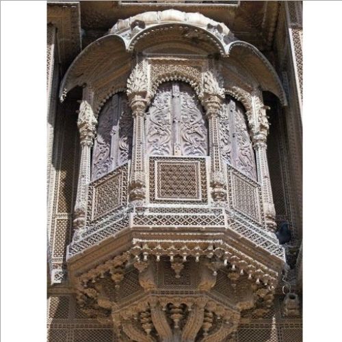 Rajasthani Lattice Carved Stone Jharokha