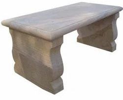 Rectangular Sculpted Leg Stone Bench