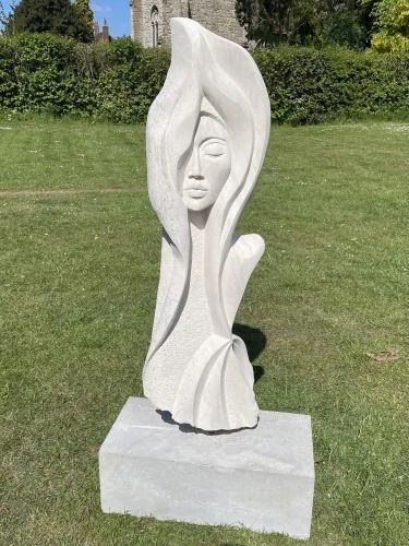 Sandstone Abstract Female Face Statue