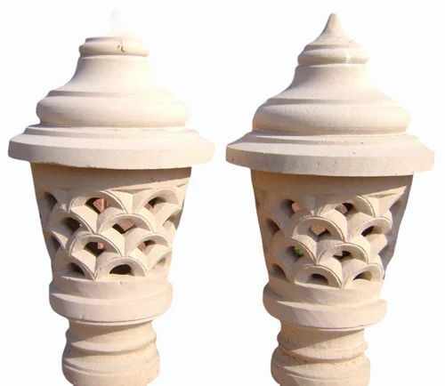 Natural Matte Pink Sandstone Arched Cutout Finial Lamp