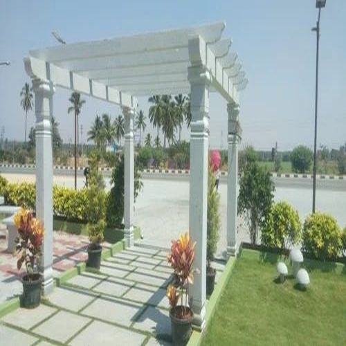 White Column Grid Tile Pergola
