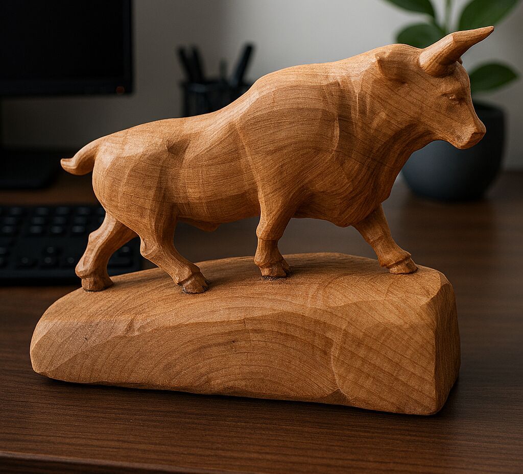 Antique Pola Wooden Bull Statue