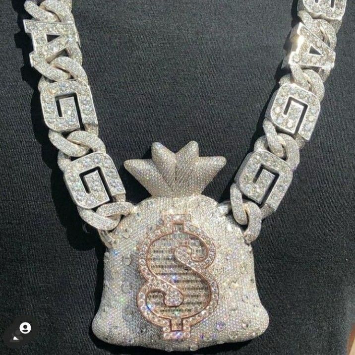 Dollar Silver Moissanite Diamond Pendant