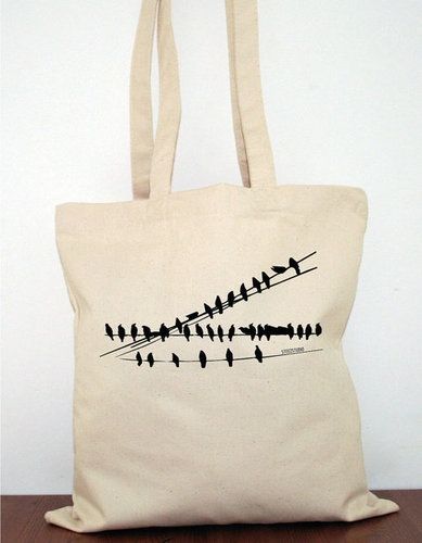 Birds on Wire Canvas Tote Bag