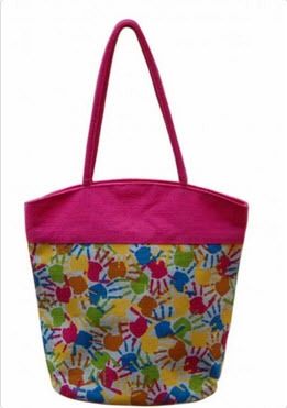 Color Splash Print Jute Tote Bag