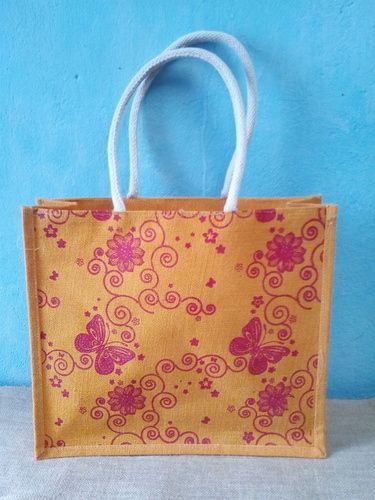 Floral Butterfly Printed Jute Bag