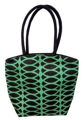 Green Abstract Print Jute Tote