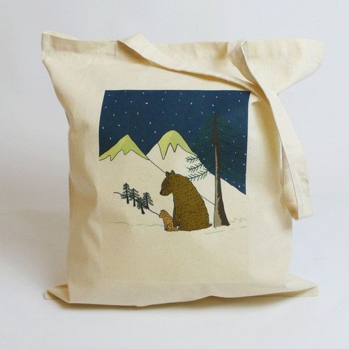Mountain Bear Art Canvas Tote Bag