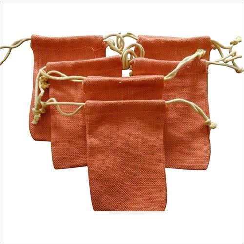 Orange Jute Drawstring Gift Pouches