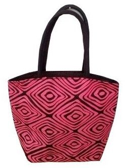 Pink Geometric Pattern Jute Tote
